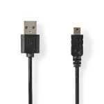 Nedis USB-Kabel | USB 2.0 | USB-A Male | Mini 5-Pin Male | 480 Mbps | Vernikkeld | 2.00 m | Rond | PVC | Zwart | Label Nedis USB-Kabel | USB 2.0 | USB-A Male | Mini 5-Pin Male | 480 Mbps | Vernikkeld | 2.00 m | Rond | PVC | Zwart | Label