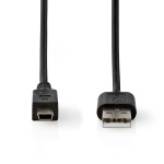Nedis USB-Kabel | USB 2.0 | USB-A Male | Mini 5-Pin Male | 480 Mbps | Vernikkeld | 2.00 m | Rond | PVC | Zwart | Label Nedis USB-Kabel | USB 2.0 | USB-A Male | Mini 5-Pin Male | 480 Mbps | Vernikkeld | 2.00 m | Rond | PVC | Zwart | Label