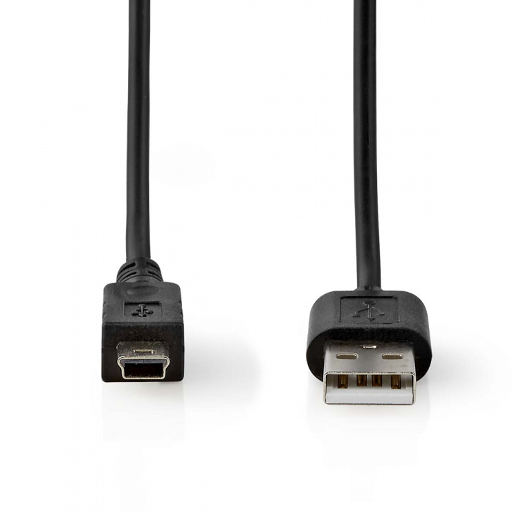 Nedis USB-Kabel | USB 2.0 | USB-A Male | Mini 5-Pin Male | 480 Mbps | Vernikkeld | 2.00 m | Rond | PVC | Zwart | Label Nedis USB-Kabel | USB 2.0 | USB-A Male | Mini 5-Pin Male | 480 Mbps | Vernikkeld | 2.00 m | Rond | PVC | Zwart | Label