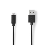 Nedis USB-Kabel | USB 2.0 | USB-A Male | USB Micro-B Male | 10 W | 480 Mbps | Vernikkeld | 3.00 m | Rond | PVC | Zwart | Label
