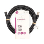 Nedis USB-Kabel | USB 2.0 | USB-A Male | USB Micro-B Male | 10 W | 480 Mbps | Vernikkeld | 3.00 m | Rond | PVC | Zwart | Label