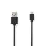 Nedis USB-Kabel | USB 2.0 | USB-A Male | USB Micro-B Male | 7.5 W | 480 Mbps | Vernikkeld | 1.00 m | Rond | PVC | Zwart | Label Nedis USB-Kabel | USB 2.0 | USB-A Male | USB Micro-B Male | 7.5 W | 480 Mbps | Vernikkeld | 1.00 m | Rond | PVC | Zwart | Label