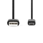 Nedis USB-Kabel | USB 2.0 | USB-A Male | USB Micro-B Male | 7.5 W | 480 Mbps | Vernikkeld | 1.00 m | Rond | PVC | Zwart | Label Nedis USB-Kabel | USB 2.0 | USB-A Male | USB Micro-B Male | 7.5 W | 480 Mbps | Vernikkeld | 1.00 m | Rond | PVC | Zwart | Label