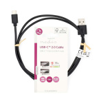 Nedis USB-Kabel | USB 2.0 | USB-A Male | USB-C™ Male | 15 W | 480 Mbps | Vernikkeld | 1.00 m | Rond | PVC | Zwart | Label Nedis USB-Kabel | USB 2.0 | USB-A Male | USB-C™ Male | 15 W | 480 Mbps | Vernikkeld | 1.00 m | Rond | PVC | Zwart | Label