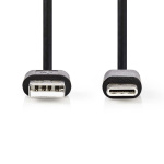 Nedis USB-Kabel | USB 2.0 | USB-A Male | USB-C™ Male | 5 W | 480 Mbps | Vernikkeld | 2.00 m | Rond | PVC | Zwart | Label Nedis USB-Kabel | USB 2.0 | USB-A Male | USB-C™ Male | 5 W | 480 Mbps | Vernikkeld | 2.00 m | Rond | PVC | Zwart | Label