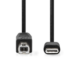 Nedis USB-Kabel | USB 2.0 | USB-C™ Male | USB-B Male | 480 Mbps | Vernikkeld | 1.00 m | Rond | PVC | Zwart | Label Nedis USB-Kabel | USB 2.0 | USB-C™ Male | USB-B Male | 480 Mbps | Vernikkeld | 1.00 m | Rond | PVC | Zwart | Label