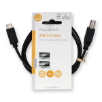 Nedis USB-Kabel | USB 2.0 | USB-C™ Male | USB-B Male | 480 Mbps | Vernikkeld | 1.00 m | Rond | PVC | Zwart | Label Nedis USB-Kabel | USB 2.0 | USB-C™ Male | USB-B Male | 480 Mbps | Vernikkeld | 1.00 m | Rond | PVC | Zwart | Label