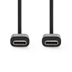 Nedis USB-Kabel | USB 2.0 | USB-C™ Male | USB-C™ Male | 60 W | 480 Mbps | Vernikkeld | 1.00 m | Rond | PVC | Zwart | Label