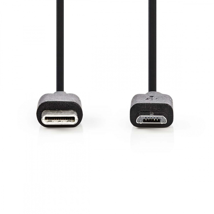 Nedis USB-Kabel | USB 2.0 | USB-C™ Male | USB Micro-B Male | 60 W | 480 Mbps | Vernikkeld | 1.00 m | Rond | PVC | Zwart | Label Nedis USB-Kabel | USB 2.0 | USB-C™ Male | USB Micro-B Male | 60 W | 480 Mbps | Vernikkeld | 1.00 m | Rond | PVC | Zwart | Label