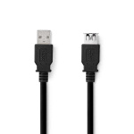 Nedis USB-Kabel | USB 3.2 Gen 1 | USB-A Male | USB-A Female | 5 Gbps | Vernikkeld | 1.00 m | Rond | PVC | Zwart | Label