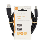 Nedis USB-Kabel | USB 3.2 Gen 1 | USB-A Male | USB-A Female | 5 Gbps | Vernikkeld | 1.00 m | Rond | PVC | Zwart | Label