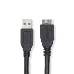 Nedis USB-Kabel | USB 3.2 Gen 1 | USB-A Male | USB Micro-B Male | 5 Gbps | Vernikkeld | 0.50 m | Rond | PVC | Zwart | Label