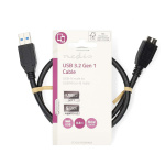 Nedis USB-Kabel | USB 3.2 Gen 1 | USB-A Male | USB Micro-B Male | 5 Gbps | Vernikkeld | 0.50 m | Rond | PVC | Zwart | Label