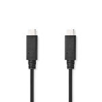 Nedis USB-Kabel | USB 3.2 Gen 2 | USB-C™ Male | USB-C™ Male | 240 W | 8K@30Hz | 20 Gbps | Vernikkeld | 1.00 m | Rond | PVC | Zwart | Label