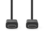 Nedis USB-Kabel | USB 3.2 Gen 2 | USB-C™ Male | USB-C™ Male | 240 W | 8K@30Hz | 20 Gbps | Vernikkeld | 1.00 m | Rond | PVC | Zwart | Label