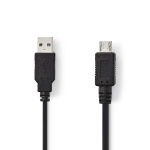 Nedis USB-Kabel | USB 2.0 | USB-A Male | USB Micro-A | 480 Mbps | Vernikkeld | 2.00 m | Rond | PVC | Zwart | Polybag Nedis USB-Kabel | USB 2.0 | USB-A Male | USB Micro-A | 480 Mbps | Vernikkeld | 2.00 m | Rond | PVC | Zwart | Polybag