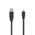 Nedis USB-Kabel | USB 2.0 | USB-A Male | USB Micro-B Male | 480 Mbps | Vernikkeld | 1.00 m | Plat | PVC | Zwart | Envelop Nedis USB-Kabel | USB 2.0 | USB-A Male | USB Micro-B Male | 480 Mbps | Vernikkeld | 1.00 m | Plat | PVC | Zwart | Envelop