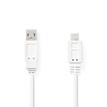 Nedis USB-Kabel | USB 2.0 | USB-A Male | USB Micro-B Male | 480 Mbps | Vernikkeld | 1.00 m | Plat | PVC | Wit | Envelop Nedis USB-Kabel | USB 2.0 | USB-A Male | USB Micro-B Male | 480 Mbps | Vernikkeld | 1.00 m | Plat | PVC | Wit | Envelop