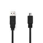 Nedis USB-Kabel | USB 2.0 | USB-A Male | USB Micro-B Male | 480 Mbps | Vernikkeld | 1.00 m | Plat | PVC | Zwart | Envelop
