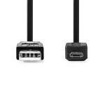 Nedis USB-Kabel | USB 2.0 | USB-A Male | USB Micro-B Male | 480 Mbps | Vernikkeld | 1.00 m | Plat | PVC | Zwart | Envelop