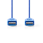 Nedis USB-Kabel | USB 3.2 Gen 1 | USB-A Male | USB-A Male | 5 Gbps | Vernikkeld | 2.00 m | Rond | PVC | Blauw | Envelop