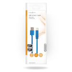 Nedis USB-Kabel | USB 3.2 Gen 1 | USB-A Male | USB-B Male | 5 Gbps | Vernikkeld | 3.00 m | Rond | PVC | Blauw | Envelop Nedis USB-Kabel | USB 3.2 Gen 1 | USB-A Male | USB-B Male | 5 Gbps | Vernikkeld | 3.00 m | Rond | PVC | Blauw | Envelop