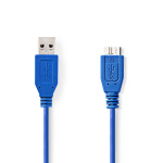 Nedis USB-Kabel | USB 3.2 Gen 1 | USB-A Male | USB Micro-B Male | 5 Gbps | Vernikkeld | 5.00 m | Rond | PVC | Blauw | Envelop