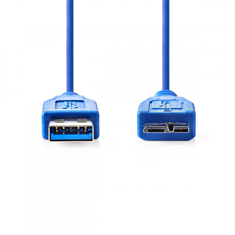 Nedis USB-Kabel | USB 3.2 Gen 1 | USB-A Male | USB Micro-B Male | 5 Gbps | Vernikkeld | 5.00 m | Rond | PVC | Blauw | Envelop