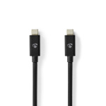 Nedis USB-Kabel | USB 4.0 Gen 2x2 | USB-C™ Male | USB-C™ Male | 240 W | 8K@60Hz | 20 Gbps | Vernikkeld | 2.00 m | Rond | PVC | Zwart | Envelop