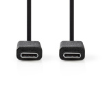 Nedis USB-Kabel | USB 3.2 Gen 2 | USB-C™ Male | USB-C™ Male | 15 W | 10 Gbps | Vernikkeld | 1.00 m | Rond | PVC | Zwart | Label Nedis USB-Kabel | USB 3.2 Gen 2 | USB-C™ Male | USB-C™ Male | 15 W | 10 Gbps | Vernikkeld | 1.00 m | Rond | PVC | Zwart | Label