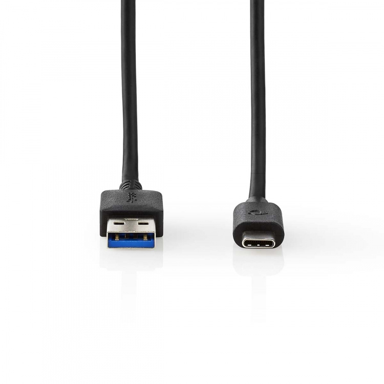 Nedis USB-Kabel | USB 3.2 Gen 1 | USB-A Male | USB-C™ Male | 60 W | 5 Gbps | Vernikkeld | 2.00 m | Rond | PVC | Zwart | Doos