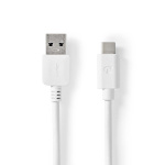 Nedis USB-Kabel | USB 3.2 Gen 1 | USB-A Male | USB-C™ Male | 60 W | 5 Gbps | Vernikkeld | 1.00 m | Rond | PVC | Wit | Doos Nedis USB-Kabel | USB 3.2 Gen 1 | USB-A Male | USB-C™ Male | 60 W | 5 Gbps | Vernikkeld | 1.00 m | Rond | PVC | Wit | Doos