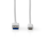 Nedis USB-Kabel | USB 3.2 Gen 1 | USB-A Male | USB-C™ Male | 60 W | 5 Gbps | Vernikkeld | 2.00 m | Rond | PVC | Wit | Doos