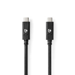 Nedis USB-Kabel | USB 3.2 Gen 2 | USB-C™ Male | USB-C™ Male | 100 W | 4K@60Hz | 10 Gbps | Vernikkeld | 1.00 m | Rond | PVC | Zwart | Doos