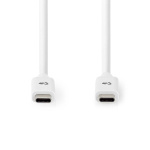 Nedis USB-Kabel | USB 3.2 Gen 2 | USB-C™ Male | USB-C™ Male | 100 W | 4K@60Hz | 10 Gbps | Vernikkeld | 1.00 m | Rond | PVC | Wit | Doos