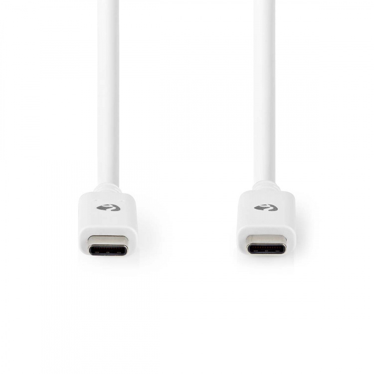 Nedis USB-Kabel | USB 3.2 Gen 2 | USB-C™ Male | USB-C™ Male | 100 W | 4K@60Hz | 10 Gbps | Vernikkeld | 1.00 m | Rond | PVC | Wit | Doos