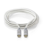 Nedis USB-Kabel | USB 3.2 Gen 2x2 | USB-C™ Male | USB-C™ Male | 100 W | 4K@60Hz | 20 Gbps | Verguld | 1.00 m | Rond | Gevlochten / Nylon | Zilver | Cover Window Box Nedis USB-Kabel | USB 3.2 Gen 2x2 | USB-C™ Male | USB-C™ Male | 100 W | 4K@60Hz | 20 Gbps | Verguld | 1.00 m | Rond | Gevlochten / Nylon | Zilver | Cover Window Box