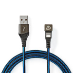 Nedis USB-Kabel | USB 2.0 | Apple Lightning 8-Pins | USB-A Male | 12 W | 480 Mbps | Vernikkeld | 1.00 m | Rond | Gevlochten / Nylon | Blauw / Zwart | Cover Window Box