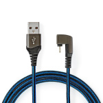 Nedis USB-Kabel | USB 2.0 | Apple Lightning 8-Pins | USB-A Male | 12 W | 480 Mbps | Vernikkeld | 1.00 m | Rond | Gevlochten / Nylon | Blauw / Zwart | Cover Window Box