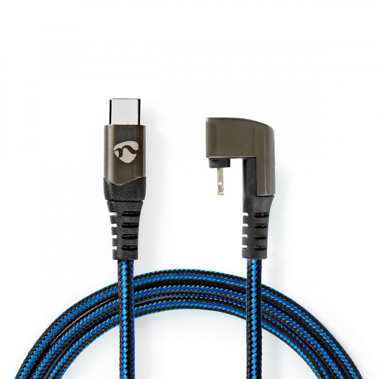 Nedis USB-Kabel | USB 2.0 | Apple Lightning 8-Pins | USB-C™ Male | 60 W | 480 Mbps | Vernikkeld | 1.00 m | Rond | Gevlochten / Nylon | Blauw / Zwart | Cover Window Box