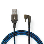 Nedis USB-Kabel | USB 2.0 | USB-A Male | USB-C™ Male | 480 Mbps | Verguld | 1.00 m | Rond | Gevlochten / Nylon | Blauw / Zwart | Cover Window Box Nedis USB-Kabel | USB 2.0 | USB-A Male | USB-C™ Male | 480 Mbps | Verguld | 1.00 m | Rond | Gevlochten / Nylon | Blauw / Zwart | Cover Window Box