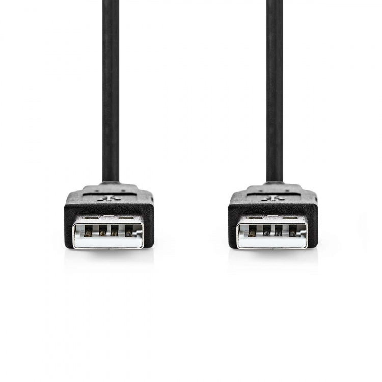 Nedis USB-Kabel | USB 2.0 | USB-A Male | USB-A Male | 480 Mbps | Vernikkeld | 2.00 m | Rond | PVC | Zwart | Label