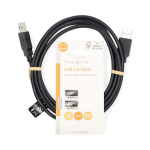 Nedis USB-Kabel | USB 2.0 | USB-A Male | USB-A Male | 480 Mbps | Vernikkeld | 2.00 m | Rond | PVC | Zwart | Label