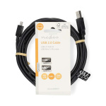 Nedis USB-Kabel | USB 2.0 | USB-A Male | USB Mini-B 5-Pins Male | 480 Mbps | Vernikkeld | 3.00 m | Rond | PVC | Zwart | Label