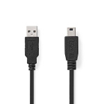 Nedis USB-Kabel | USB 2.0 | USB-A Male | USB Mini-B 5-Pins Male | 480 Mbps | Vernikkeld | 5.00 m | Rond | PVC | Zwart | Label Nedis USB-Kabel | USB 2.0 | USB-A Male | USB Mini-B 5-Pins Male | 480 Mbps | Vernikkeld | 5.00 m | Rond | PVC | Zwart | Label