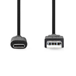 Nedis USB-Kabel | USB 3.2 Gen 2 | USB-A Male | USB-C™ Male | 60 W | 10 Gbps | Vernikkeld | 1.00 m | Rond | PVC | Zwart | Label