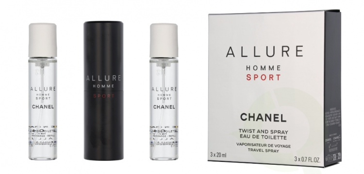 Chanel Allure Homme Sport Giftset 60 ml 2x Edt Spray Refill 20Ml/ 1 Edt Spray 20ML