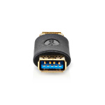 Nedis USB-A Adapter | USB 3.2 Gen 1 | USB-A Female | USB-A Female | 5 Gbps | Rond | Verguld | Antraciet | Doos