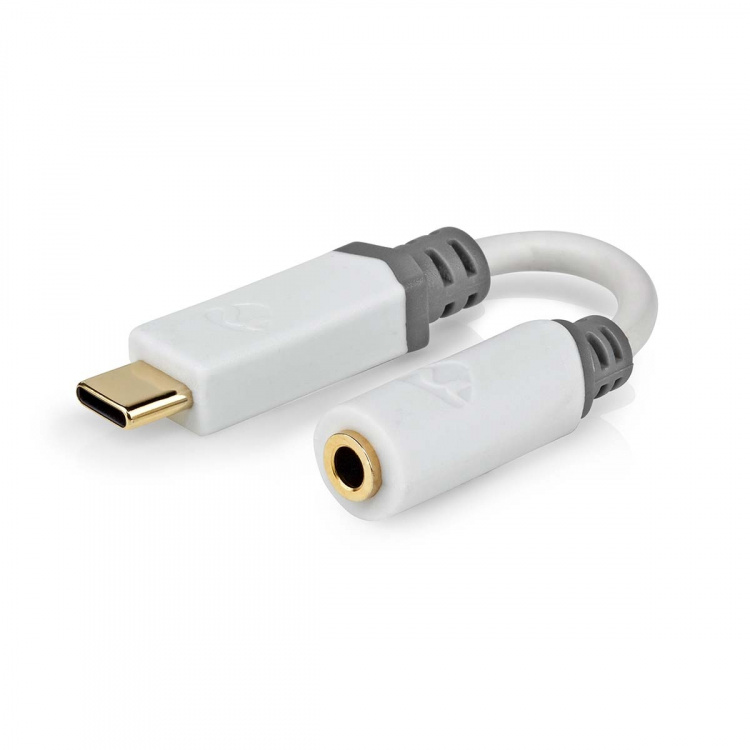 Nedis USB-C™ Adapter | USB 2.0 | USB-C™ Male | 3,5 mm Female | 0.10 m | Rond | Verguld | PVC | Wit | Doos