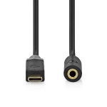 Nedis USB-C™ Adapter | USB 2.0 | USB-C™ Male | 3,5 mm Female | 1.00 m | Rond | Verguld | PVC | Zwart | Doos Nedis USB-C™ Adapter | USB 2.0 | USB-C™ Male | 3,5 mm Female | 1.00 m | Rond | Verguld | PVC | Zwart | Doos